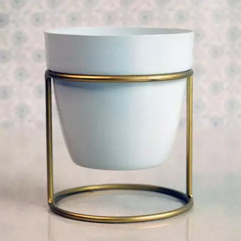 Small Golden Single Pot Stand Model- Pot white colour / Black Colour