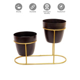 Stylish Design Metal Double Pot | Table Top Planter