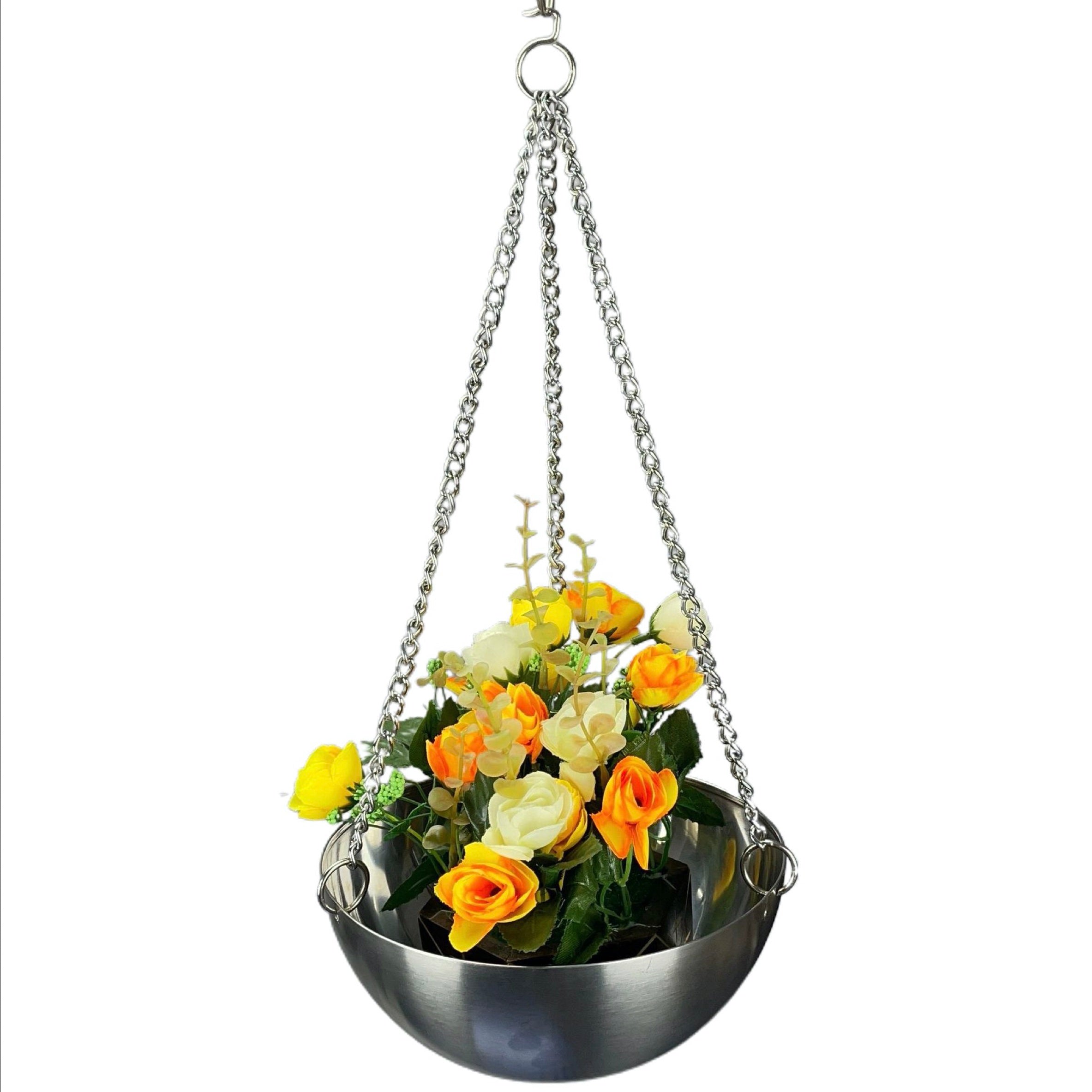 Hanging Planter Stand with Steel Bowl and Steel Chain