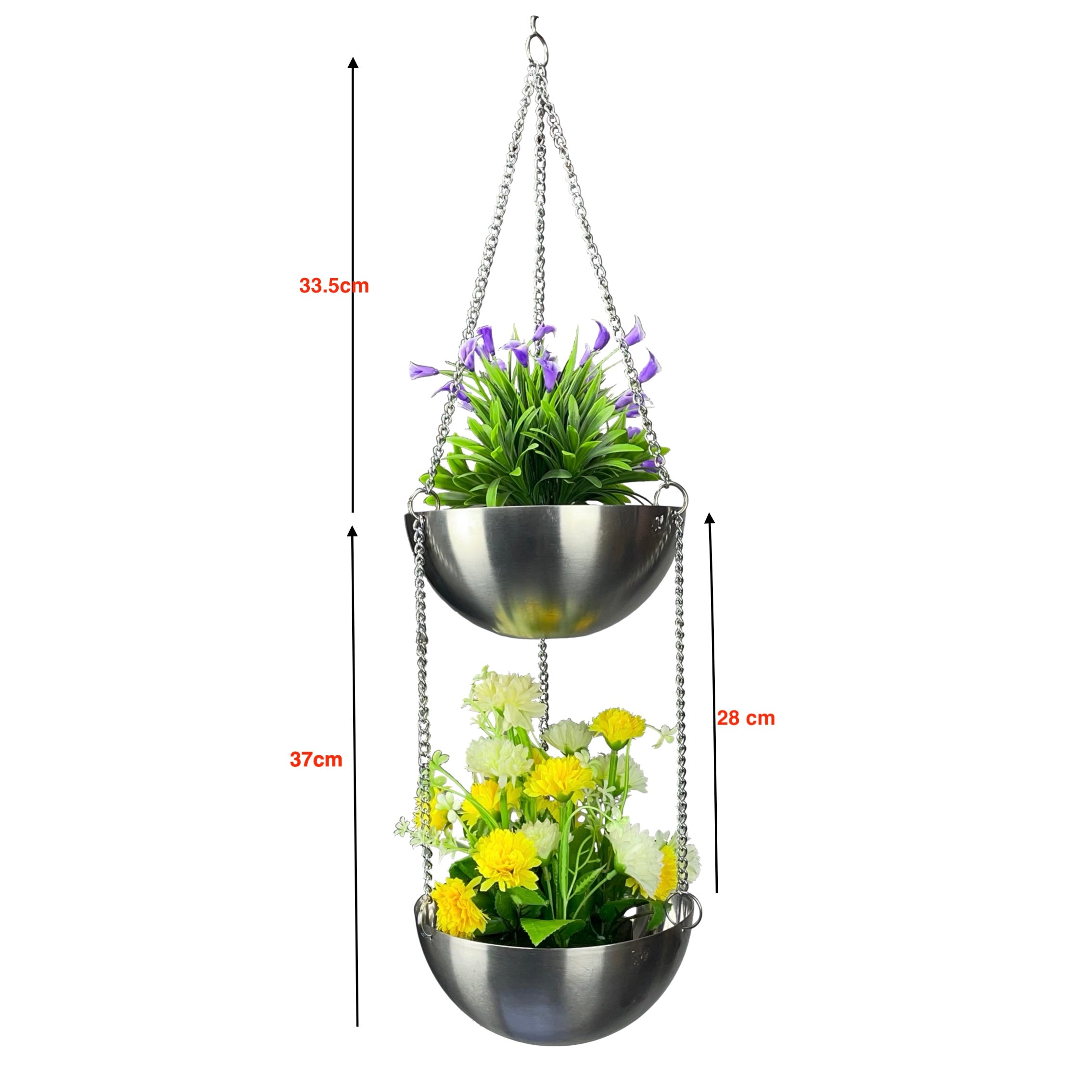 Hanging Planter Stand with Steel Bowl and Steel Chain