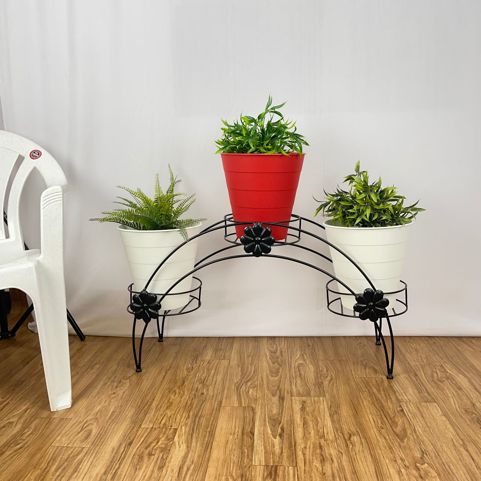 Metal Bow 3 Pot Planter Stand | Rust Proof Stand Model