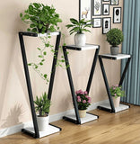 Planter Stand Metal Black ZZZ - Set of 3 ( SML) with Wooden Flanks